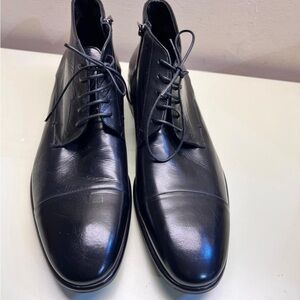MADE IN ITALY LEATHER Baldinini Black Chukka Boots Polished Leather Lace-Up